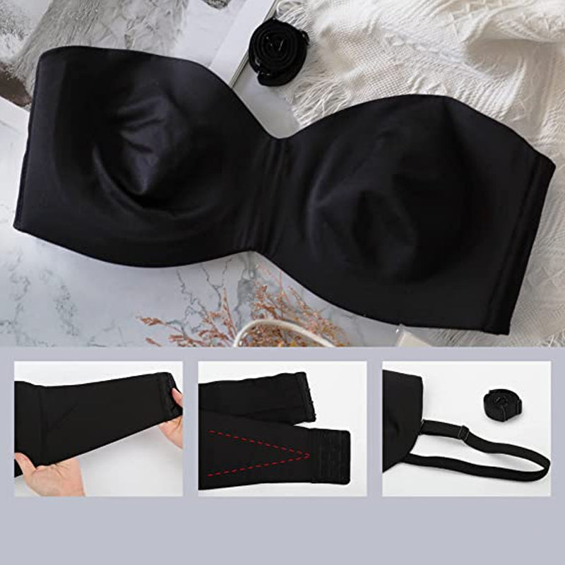 Detachable Full Support Non-Slip Convertible Bandeau Bra