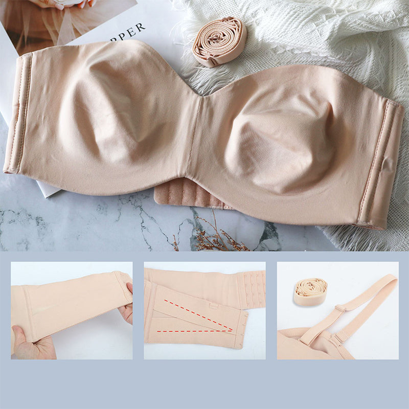 Detachable Full Support Non-Slip Convertible Bandeau Bra