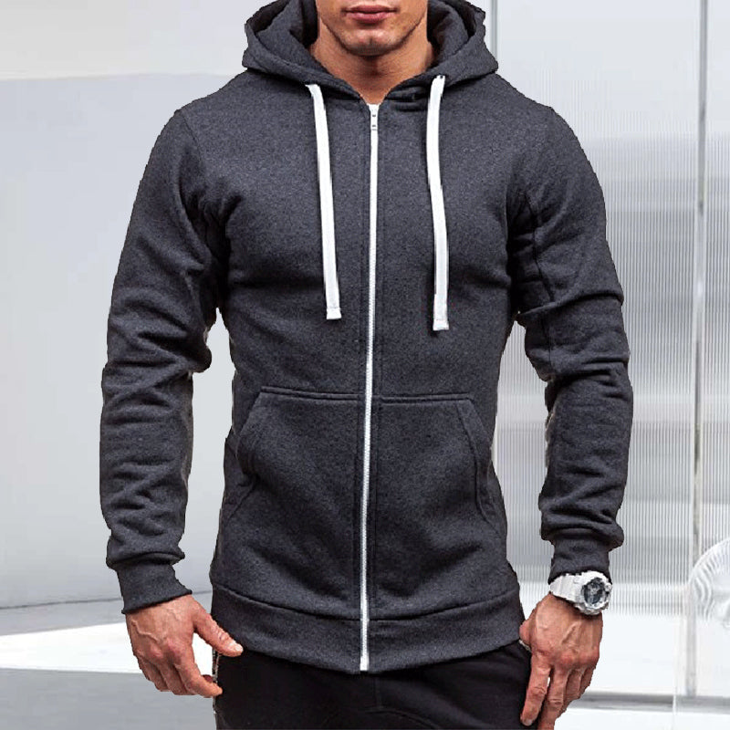 Zip Solid Hoodie