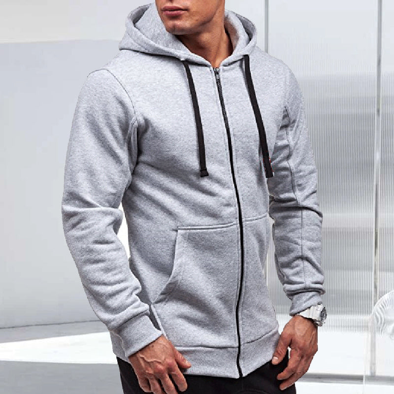 Zip Solid Hoodie