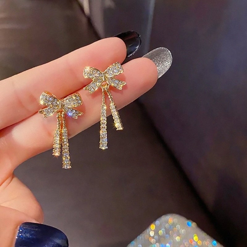 French Bow Full Diamond Earrings