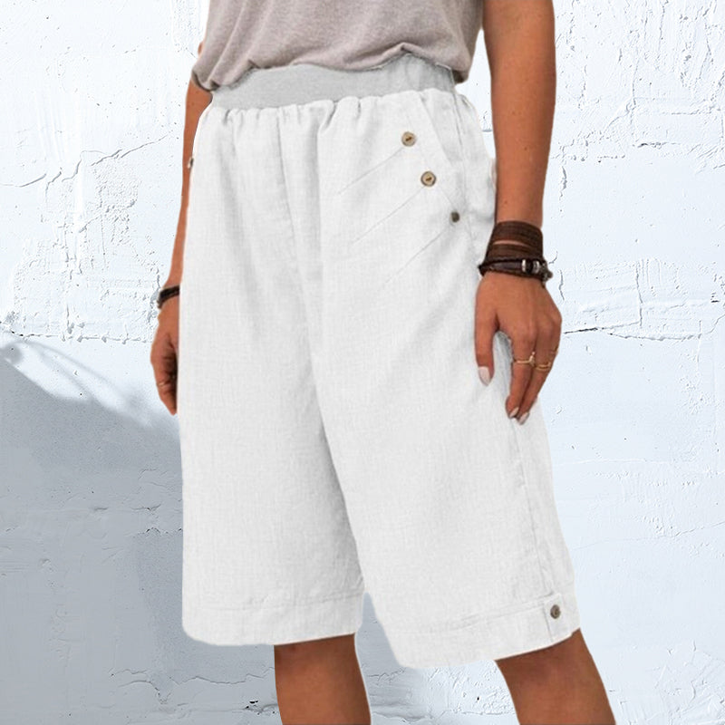 Solid Color Cotton and Linen Pants