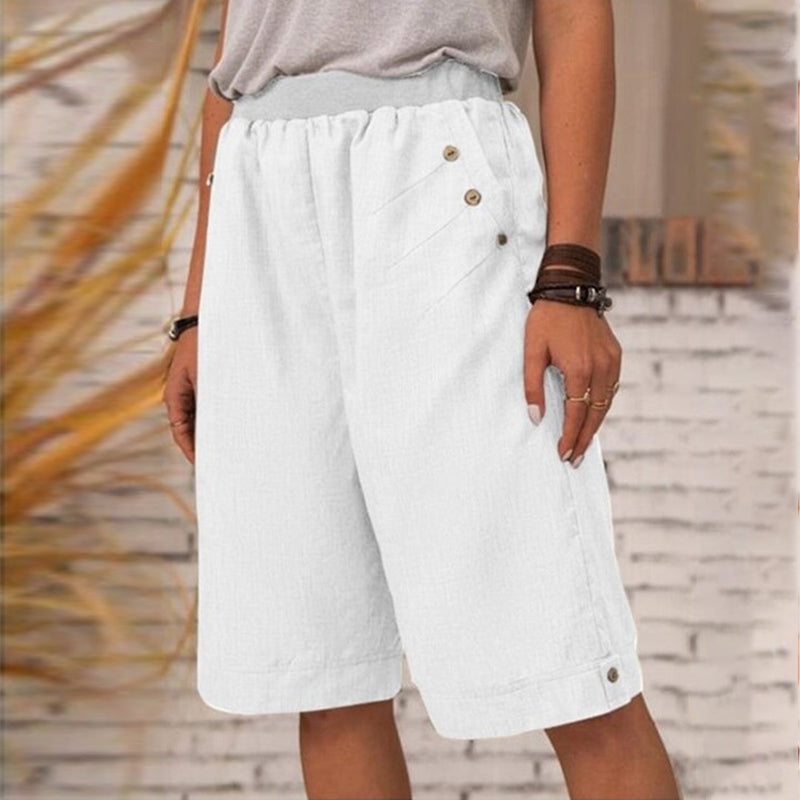 Solid Color Cotton and Linen Pants