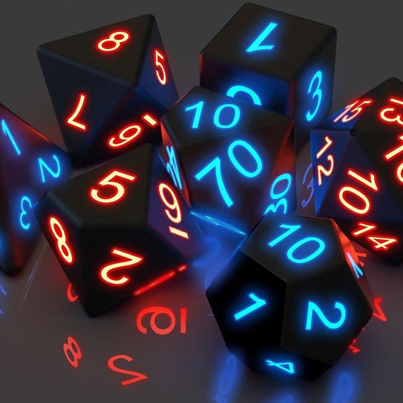Polyhedral Glowing Game Dice Set (7 pcs)