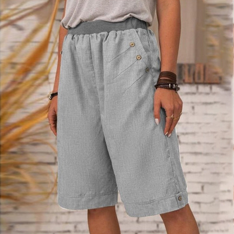 Solid Color Cotton and Linen Pants