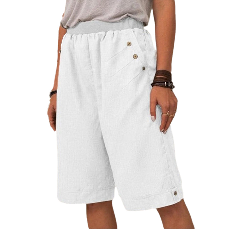 Solid Color Cotton and Linen Pants