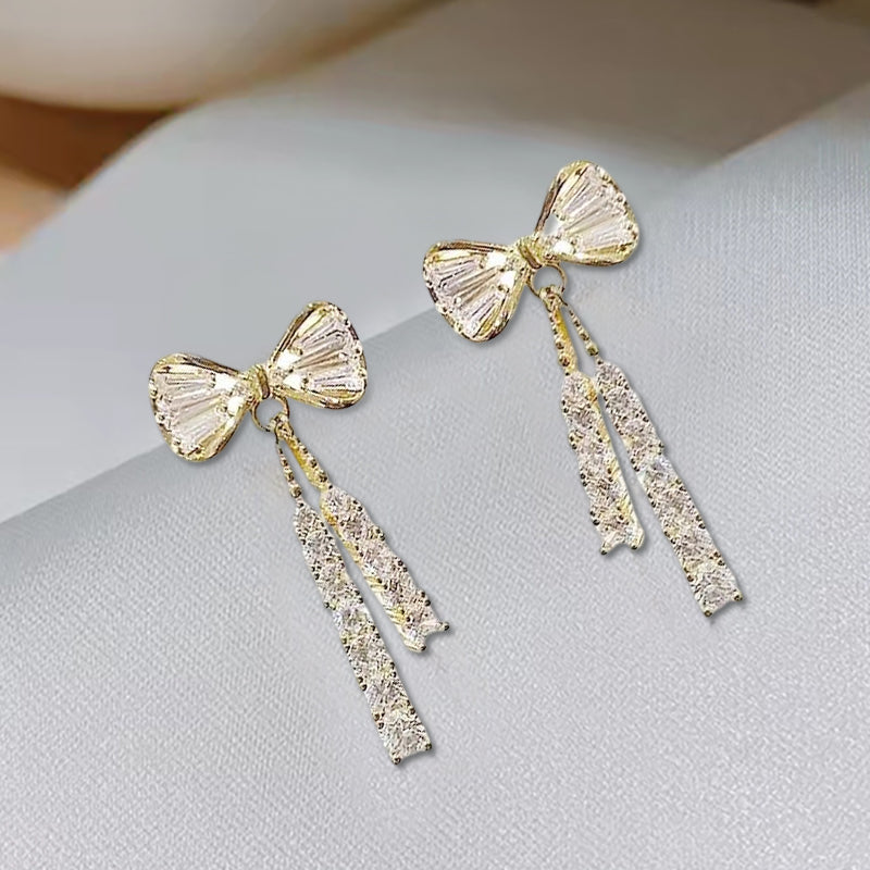 French Bow Full Diamond Earrings