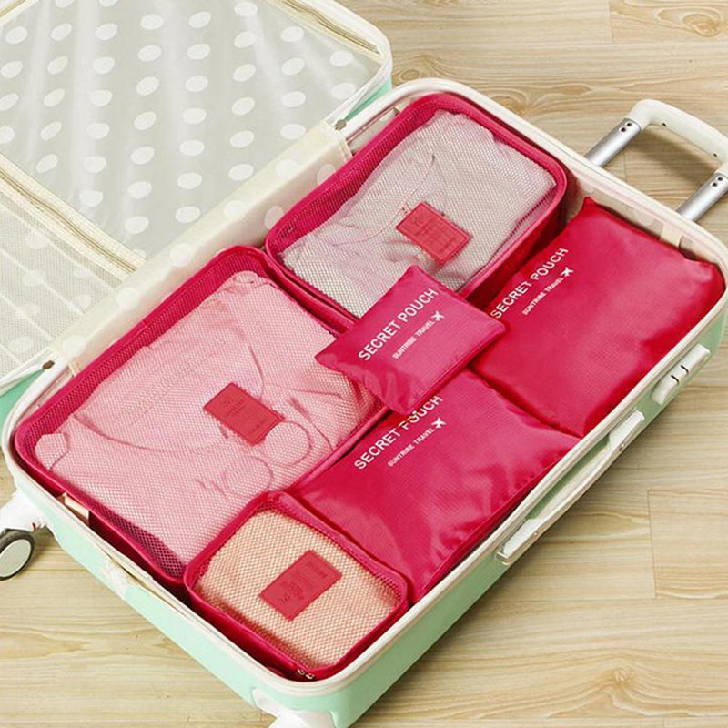 6 pieces portable luggage packing cubes