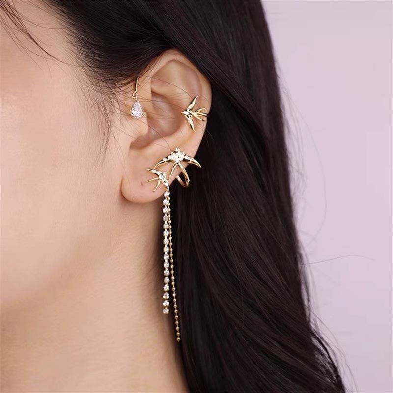 Rhinestone Swallow Ear Hanging