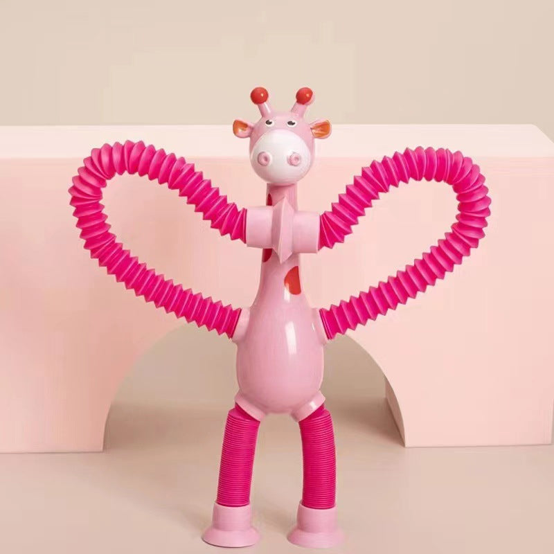 Telescopic suction cup giraffe toy