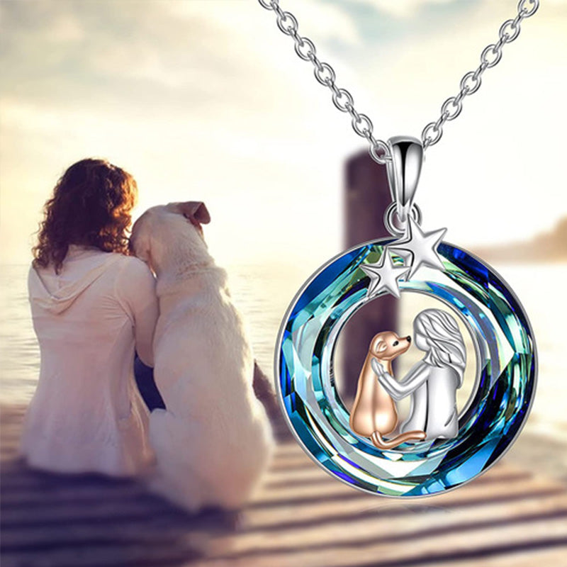 Tree of Life Sister on the Swing Crystal Pendant Necklace