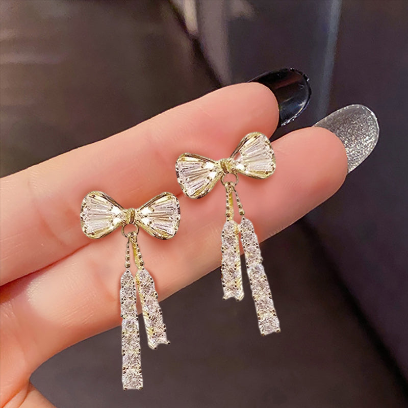 French Bow Full Diamond Earrings