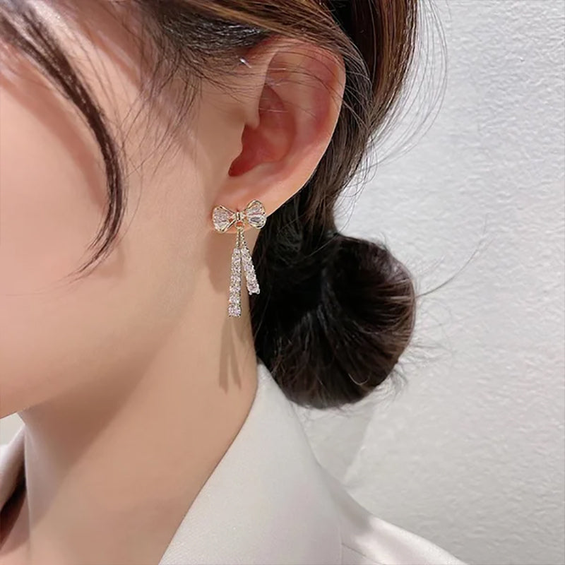 French Bow Full Diamond Earrings