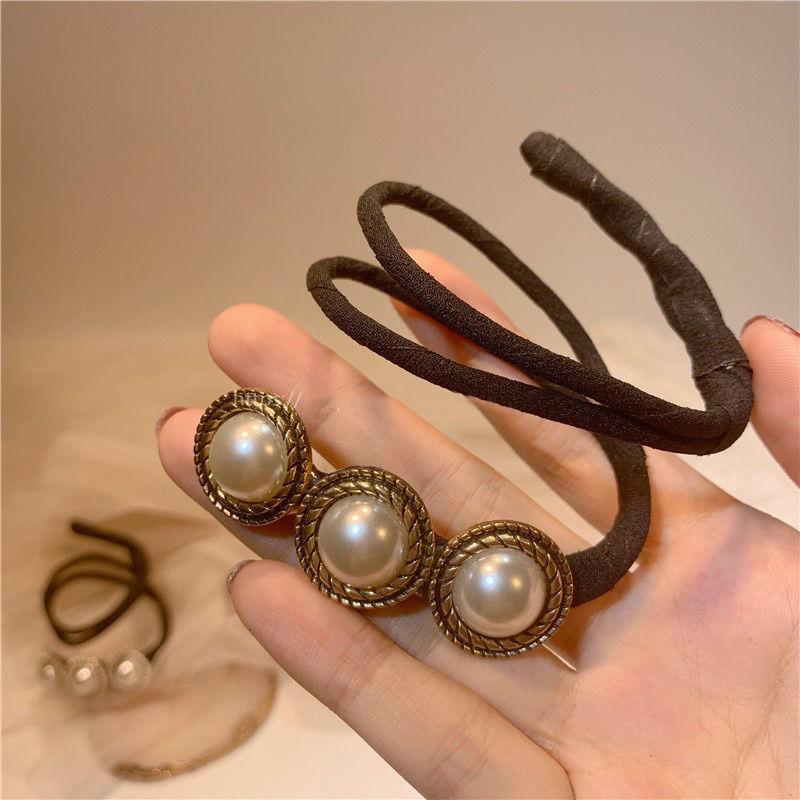 Flower Pearl Hairpin Bun Maker Twist Headband Lazy Hair Accessory