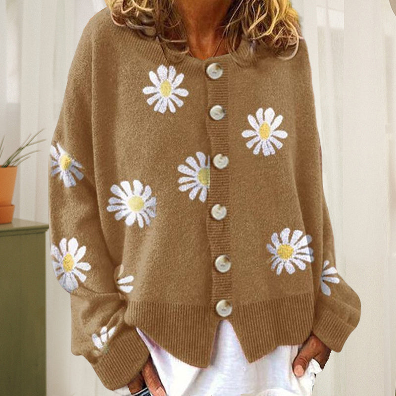 Knit Sweater Button Long Sleeve Loose Cardigan