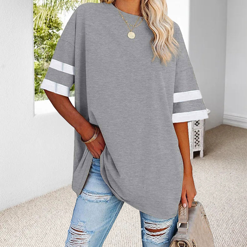 Loose Crew Neck Contrast T-Shirt