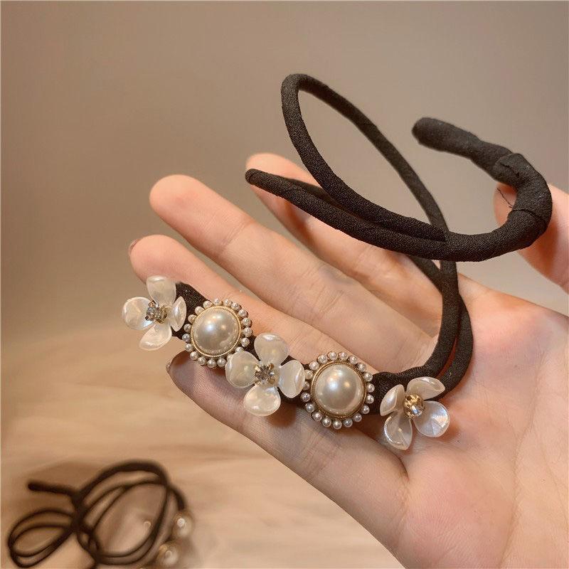 Flower Pearl Hairpin Bun Maker Twist Headband Lazy Hair Accessory