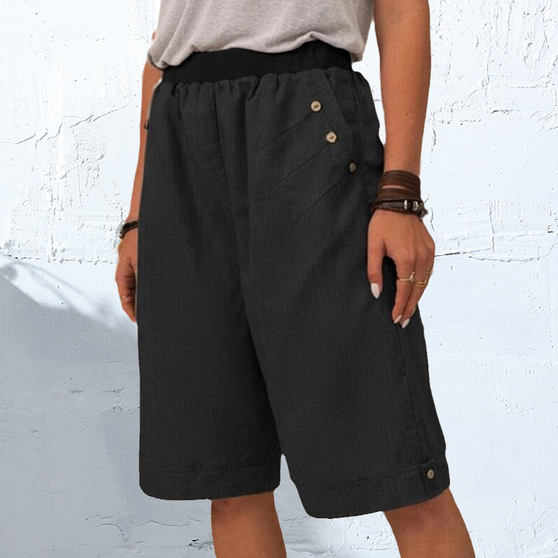 Solid Color Cotton and Linen Pants