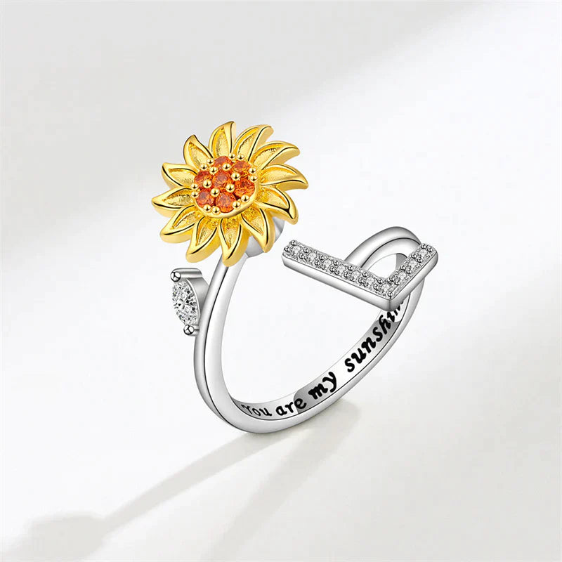 Sunflower Letter Adjustable Ring For Daughter/Granddaughter