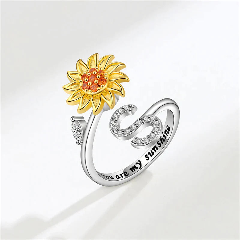 Sunflower Letter Adjustable Ring For Daughter/Granddaughter