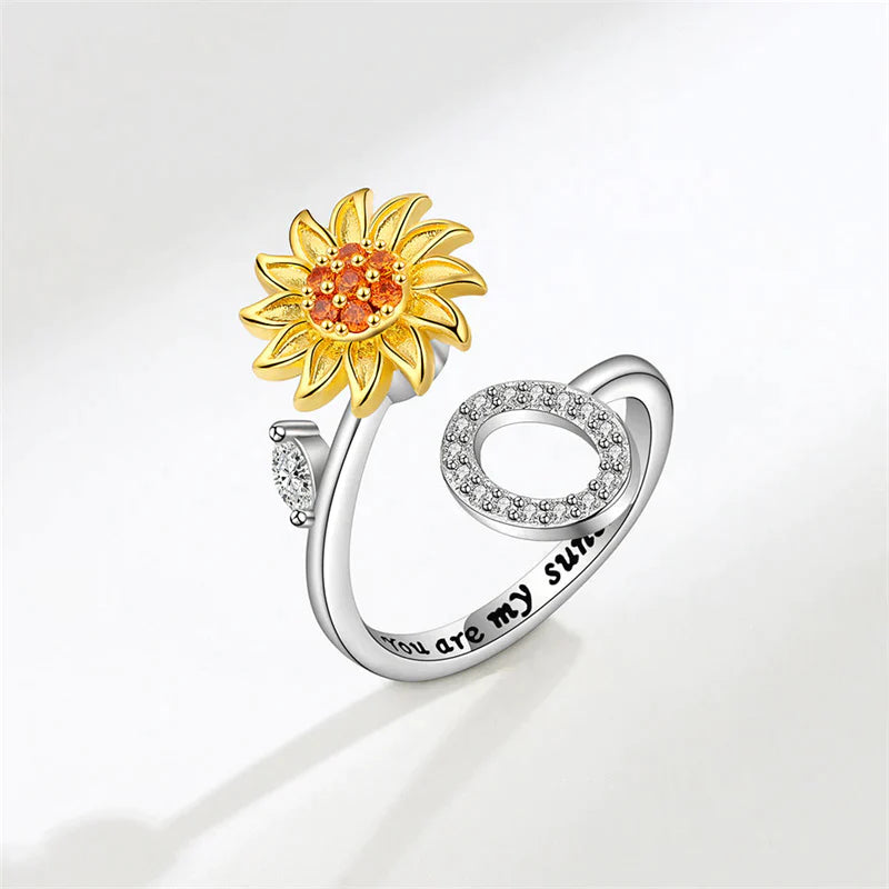 Sunflower Letter Adjustable Ring For Daughter/Granddaughter