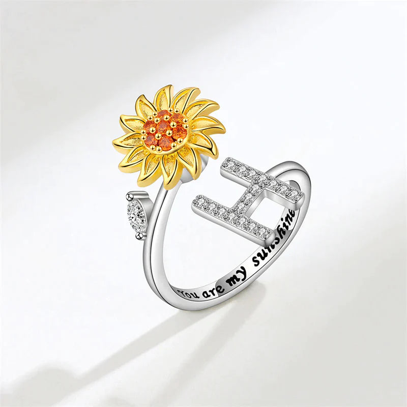 Sunflower Letter Adjustable Ring For Daughter/Granddaughter