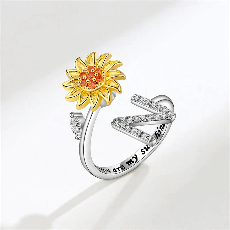 Sunflower Letter Adjustable Ring For Daughter/Granddaughter